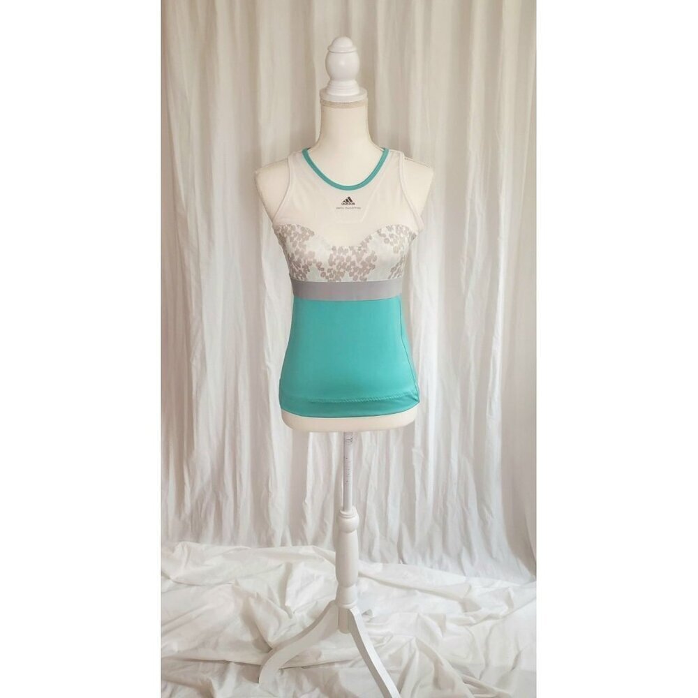 Women Adidas Stella McCartney Sz 0 White Tennis Tank Top Preppy Cutout Althletic